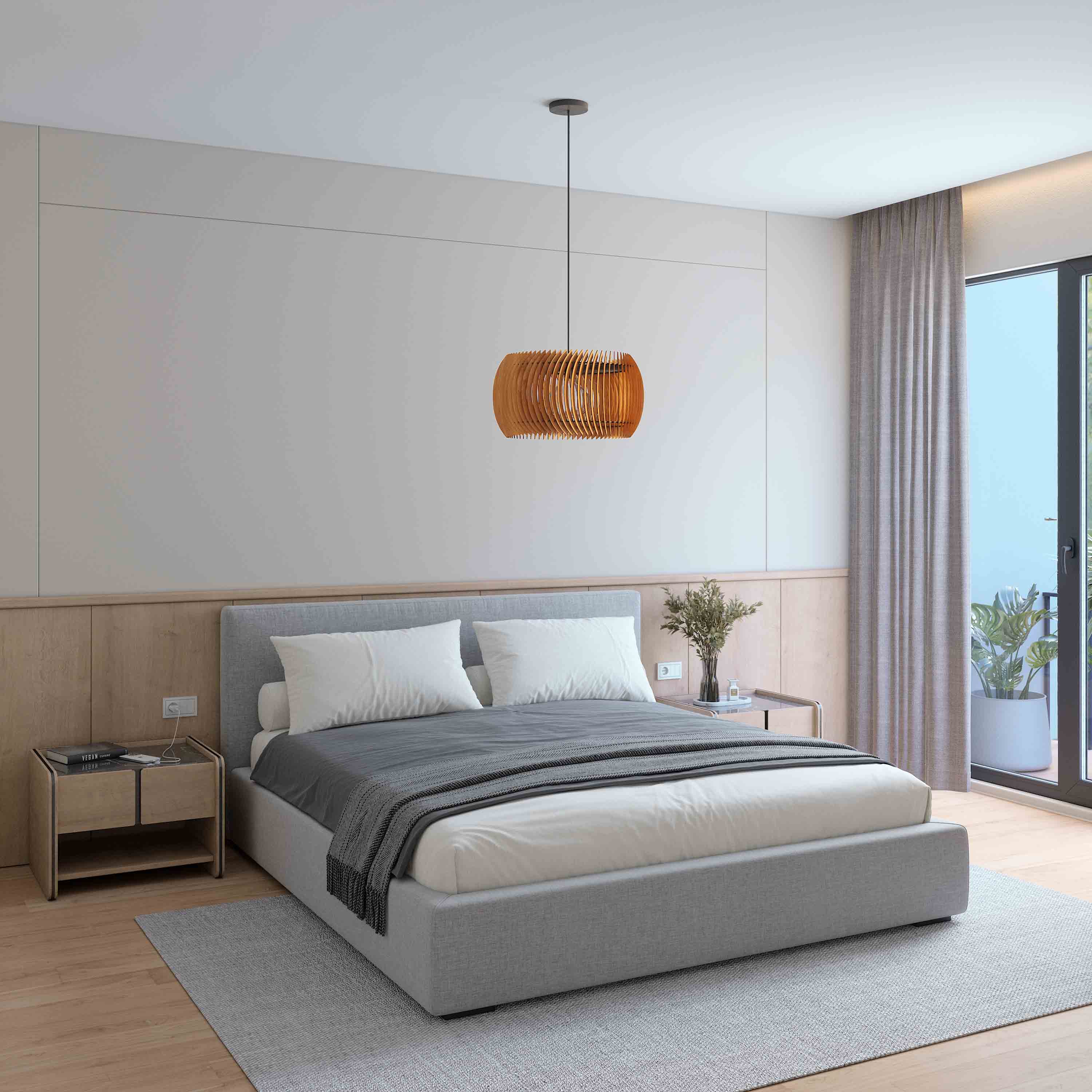 Pendelleuchte Siena aus Holz – handgefertigte Designlampe aus Nussbaum oder Kirschholz