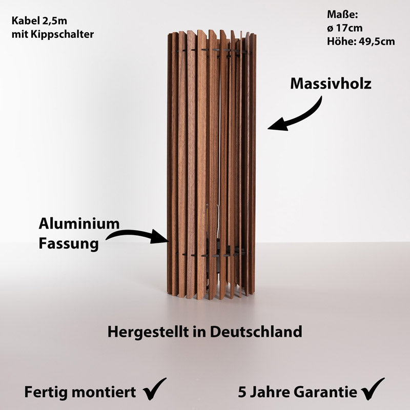 Moderne Bodenlampe aus Hochwertigen Nussbaum hergestellt in Deutschland