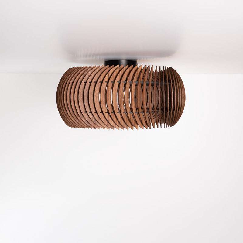 Nussbaum Holz Deckenleuchte rund – handgefertigte Designleuchte aus Massivholz