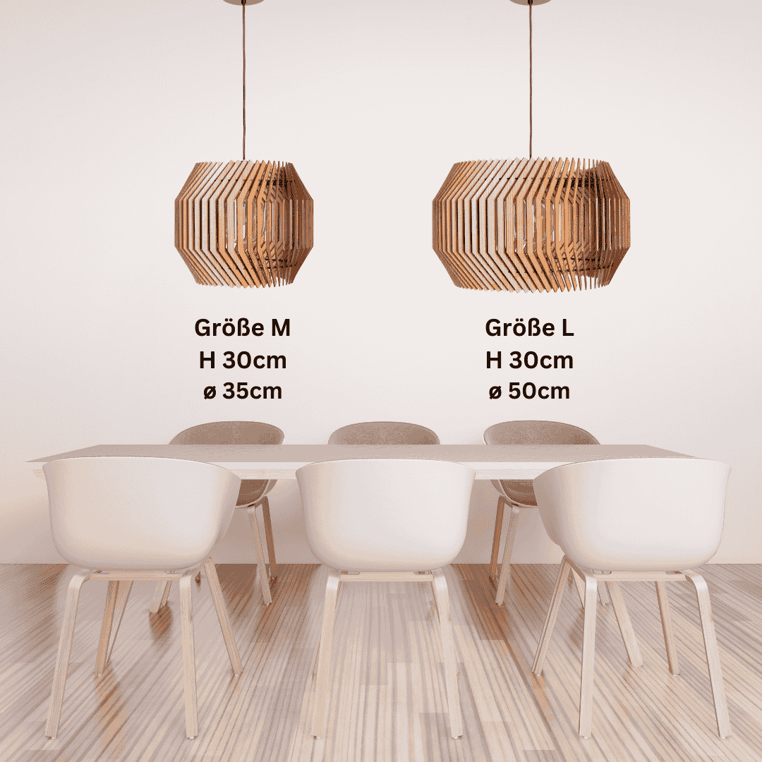 Pendelleuchte Manhattan – moderne Holz Designlampe aus Nussbaum oder Kirschholz