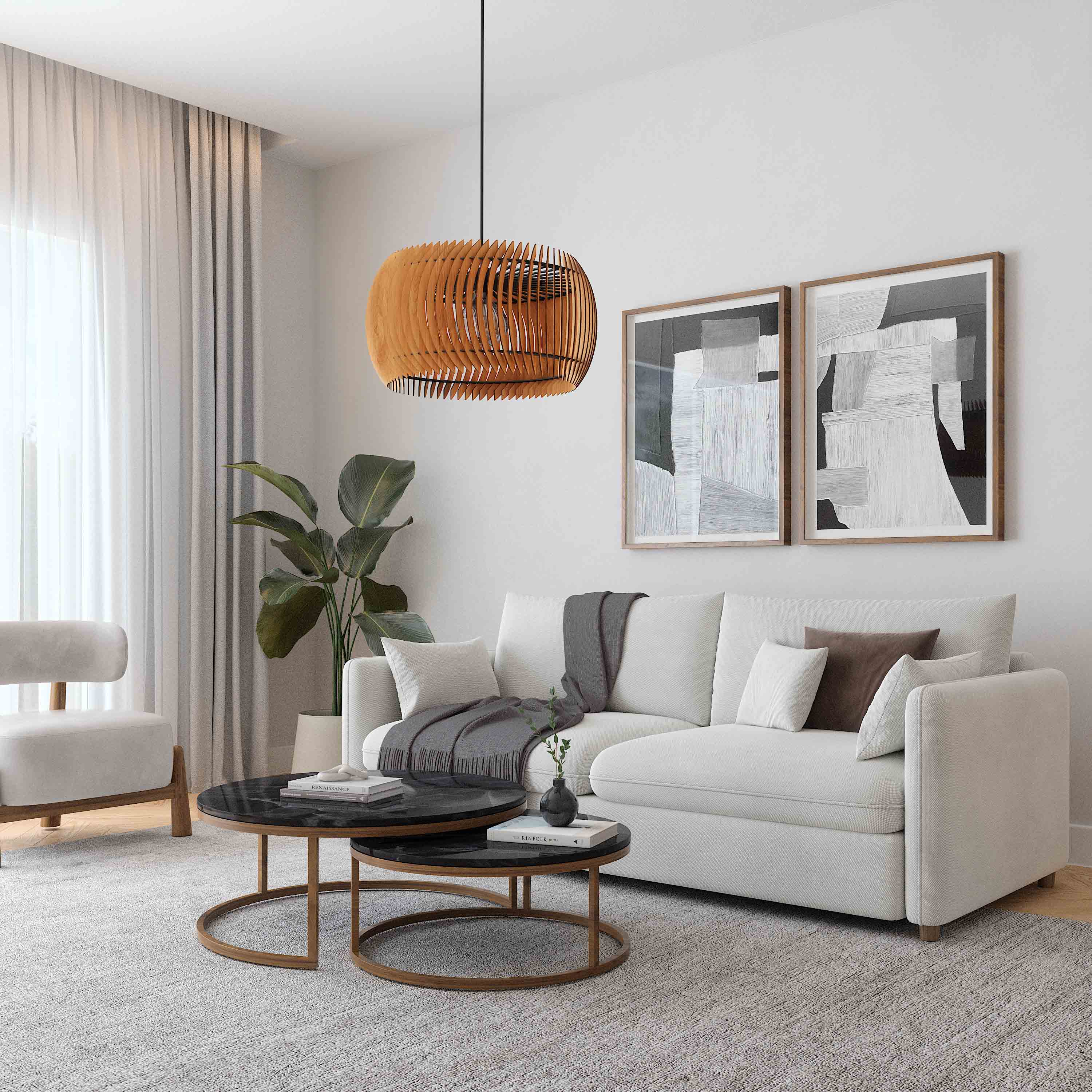 Pendelleuchte Siena aus Holz – handgefertigte Designlampe aus Nussbaum oder Kirschholz