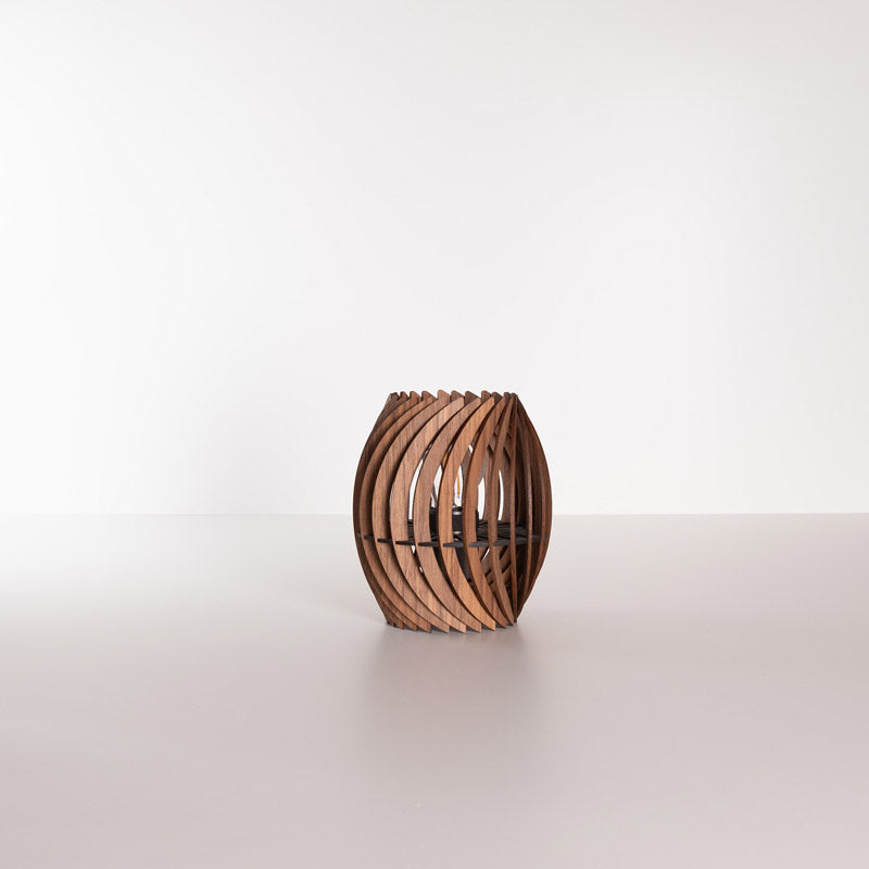 Tischleuchte Holz rund – handgefertigte Designlampe aus Massivholz