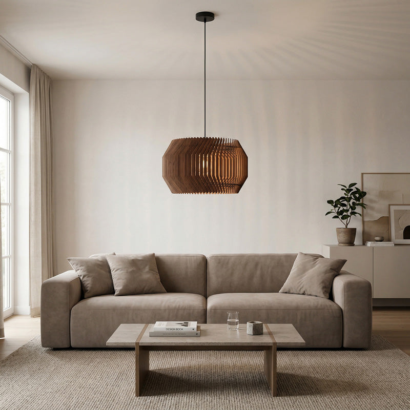 Design Pendelleuchte Holz – natürliche Beleuchtung für moderne Wohnräume mit warmem Licht