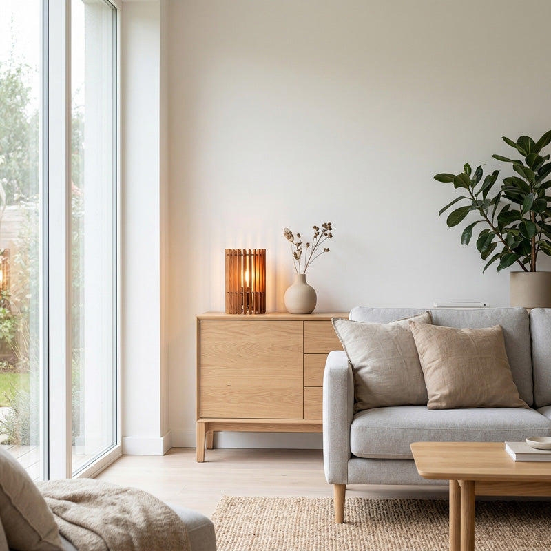 Design Tischleuchte aus Holz – natürliche Beleuchtung für moderne Wohnräume