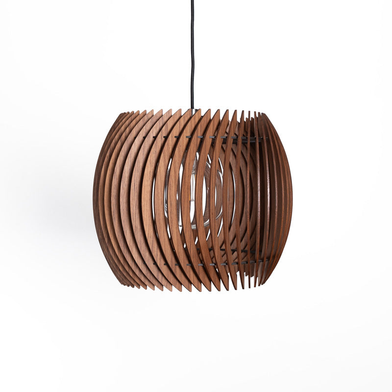 Holz Pendelleuchte rund – handgefertigte Designleuchte aus Massivholz