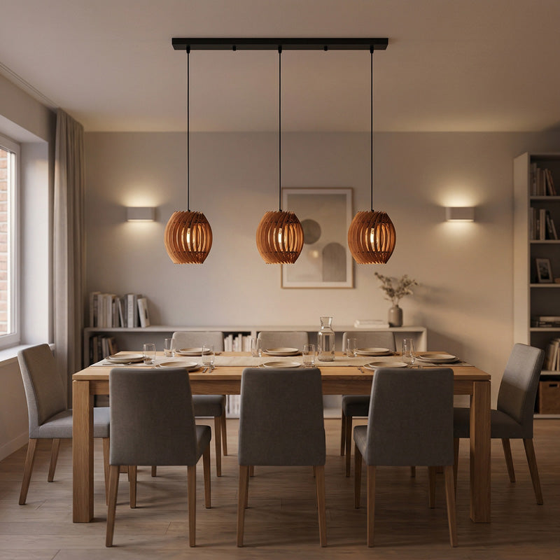 Esszimmer Pendelleuchte aus Holz 3er set