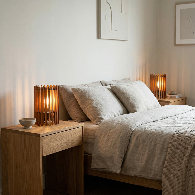 Holz Nachttischlampe – warme Beleuchtung für ruhige Abende im Schlafzimmer