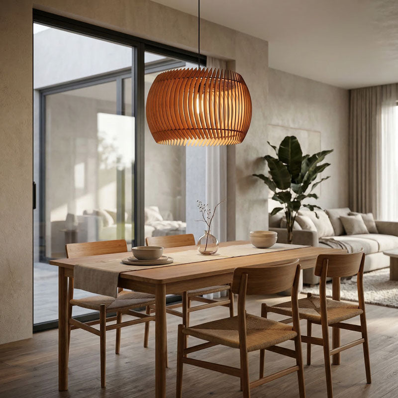 Pendelleuchte Siena aus Holz – handgefertigte Designlampe aus Nussbaum oder Kirschholz